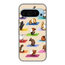 Чехол с Прикольным принтом на Google Pixel 9 – Ёга свинок