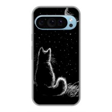 Чехол с принтом для Google Pixel 9 (AlphaPrint) Модные коты (Котик и луна)