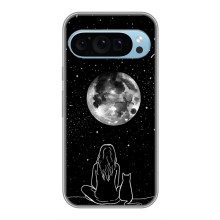 Чехол с рисунком кот на Google Pixel 9 (Девушка с котом)