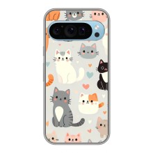 Чехол с рисунком кот на Google Pixel 9 (Коллаж котов)