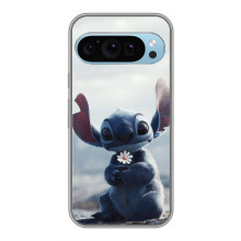 Чехол с рисунком Стич для Google Pixel 9 – Стич с цветочком