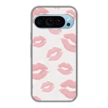 Чехол с розовым рисунком для Google Pixel 9 (Розовые губы)