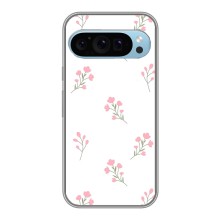 Чехол с розовым рисунком для Google Pixel 9 (Розовые цветы)