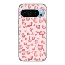 Чехол с розовым рисунком для Google Pixel 9 (Розовый леопард)