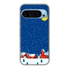 Силиконовый бампер на рождество для Google Pixel 9 – Город в снегу