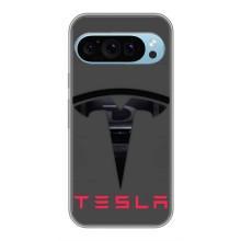 Силиконовый бампер с картинкой машины на Google Pixel 9 – Logo TESLA