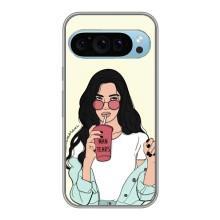 Силіконовый Чохол на Google Pixel 9 з картинкой Модных девушек – З напоєм