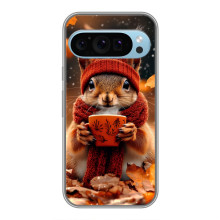 Печатный чехол «Зверята с кофе» для Google Pixel 9 – Белка с кофе