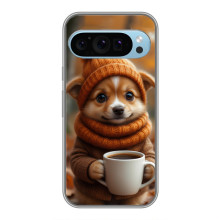 Печатный чехол «Зверята с кофе» для Google Pixel 9 – Песик с кофе