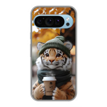 Печатный чехол «Зверята с кофе» для Google Pixel 9 – Тигр с кофе
