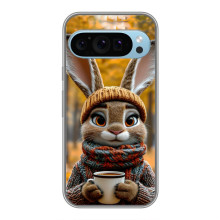 Печатный чехол «Зверята с кофе» для Google Pixel 9 – Зайчик с кофе