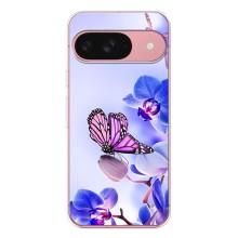 Чехлы с Цветами для Google Pixel 9A (VPrint) (Бабочка на цветочке)