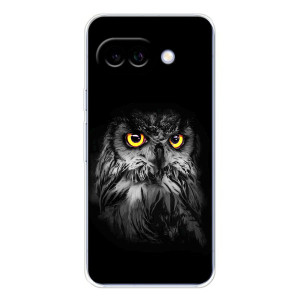 Чехлы с принтом СОВЫ для Google Pixel 9A – Сова на чёрном