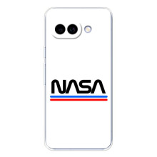 Силиконовый бампер с принтом "Наса" на Google Pixel 9A – NASA на белом фоне
