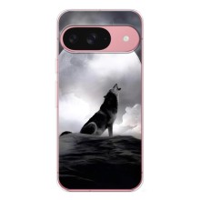 Чохол з Вовком на Google Pixel 9A (Вовк і місяць)