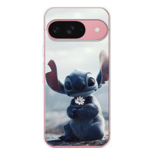 Чехол с рисунком Стич для Google Pixel 9A – Стич с цветочком