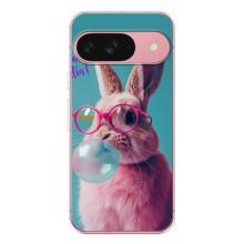 Чехол с принтом стильные животные для Пиксель 9А (Кролик в очках)