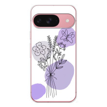 Силиконовый чехол с принтом в цветах на Google Pixel 9A – Фиолетовый букет