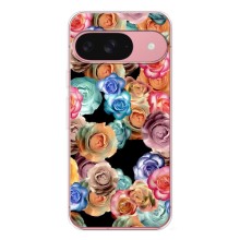 Чехлы с тематикой "ЦВЕТЫ" на Google Pixel 9A (Цветы на черном)