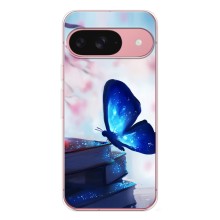 Силиконовый бампер с картинкой животных для Google Pixel 9A (Бабочка синяя)