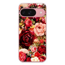 Силиконовый бампер с принтом (цветочки) на Пиксель 9А (Букет цветов)