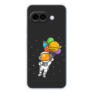 Силиконовый Чехол с принтом "Космонавты" на Google Pixel 9A – Космонавт с шариками