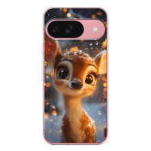 Яркий чехол для Google Pixel 9A с Зимними Оленятами – Оленёнок среди гирлянд