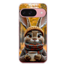 Печатный чехол «Зверята с кофе» для Google Pixel 9A – Зайчик с кофе
