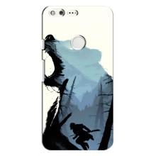 Силиконовый бампер с картинкой животных для Google Pixel (Медведь и лес)
