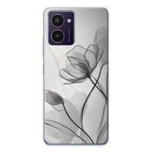 Чехол с цветочным принтом на Пульс Про (Черные цветы)