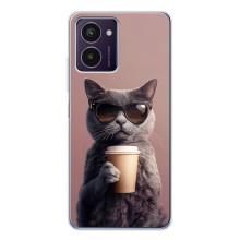 Чехол с принтом стильные животные для Пульс Про – Кот с кофе