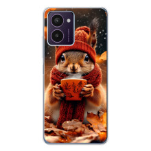 Печатный чехол «Зверята с кофе» для HMD Pulse Pro – Белка с кофе