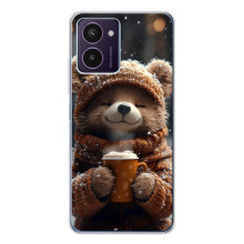 Печатный чехол «Зверята с кофе» для HMD Pulse Pro – Мишка с кофе