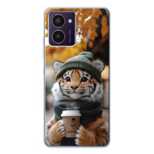 Печатный чехол «Зверята с кофе» для HMD Pulse Pro – Тигр с кофе