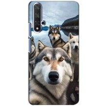 Чехол с Хаски для Huawei Honor 20 - (AlphaPrint) (Селфи ХАски)