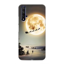 Новогодние, Праздничные Чехлы для Huawei Honor 20 - 2024 год (Санта на луне)