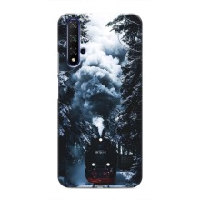 Новогодние, Праздничные Чехлы для Huawei Honor 20 - 2024 год (Зимний поезд)