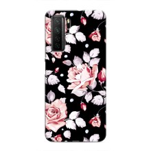 Чохли з квітами для Honor 30s (VPrint) (Квіти на чорному)