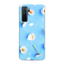 Чехол с Цветами для Honor 30s – ромашки на голубом