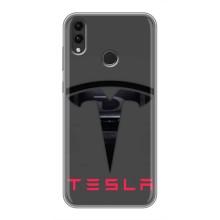 Силіконовий бампер з картинкою машини на Huawei Honor 8C – Logo TESLA