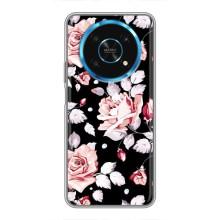 Чехлы с Цветами для Huawei Honor Magic 5 Lite 5G (VPrint) (Цветочки на черном)