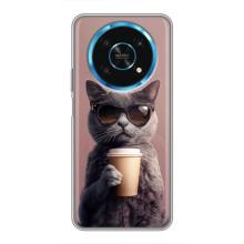 Чехол с принтом стильные животные для Хуавей Хонор Мэджик 5 Лайт 5G (Кот с кофе)