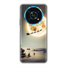 Новогодние, Праздничные Чехлы для Huawei Honor Magic 5 Lite 5G - 2024 год (Санта на луне)