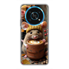 Друкований чохол 'Звірята з кавою' для Huawei Honor Magic 5 Lite 5G – Мишка з кавою