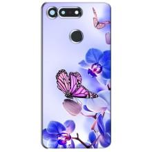 Чехлы с Цветами для Huawei Honor View 20 / V20 (VPrint) (Бабочка на цветочке)
