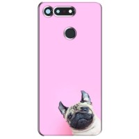 Бампер для Huawei Honor View 20 / V20 с картинкой "Песики" (Собака на розовом)