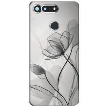 Чехол с цветочным принтом на Хуавей Хонор Вью 20 / В20 – Черные цветы