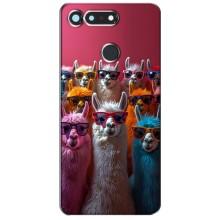 Чохол з принтом стильні тварини для Хуавей Гонор Вію 20 / В20 (Лами в окулярах)