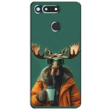 Чохол з принтом стильні тварини для Хуавей Гонор Вію 20 / В20 (Лось з кавою)