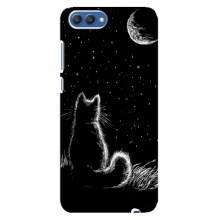 Чехол с принтом для Huawei Honor 10, COL-Al00 (AlphaPrint) Модные коты (Котик и луна)